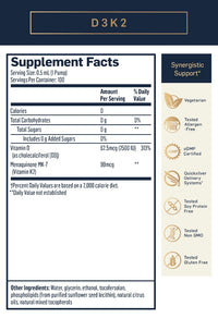 D3K2 Liposomal Supplement Facts