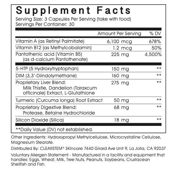 MINDBODYSKIN Hormonal Acne Supplement Supplement Facts