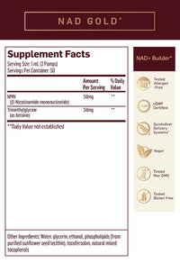 NAD Gold 50mg Supplement Facts