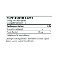 Betaine HCL & Pepsin Ingredients
