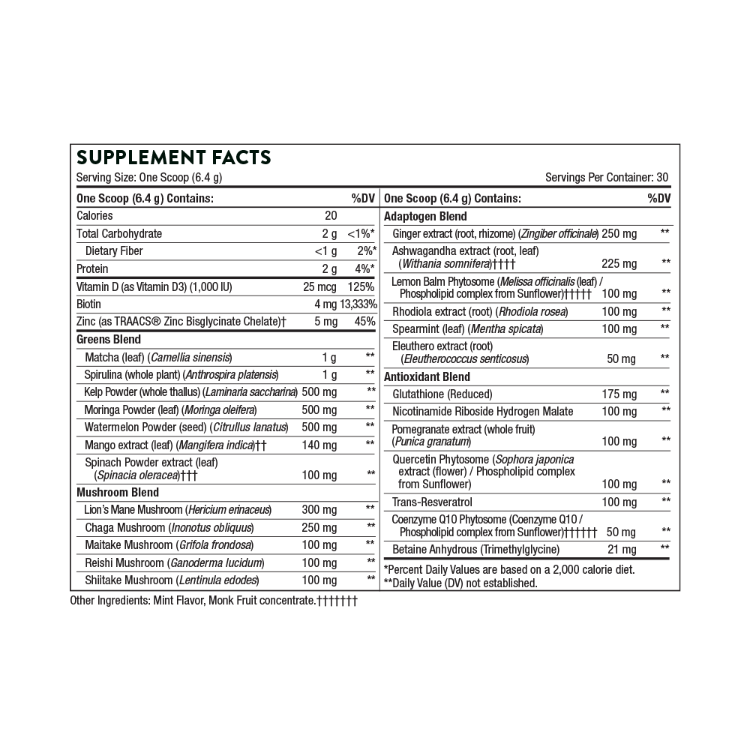Daily Greens Plus Supplement Facts