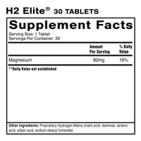 Quicksilver H2 Elite Molecular Hydrogen 30 Tablets supplement facts