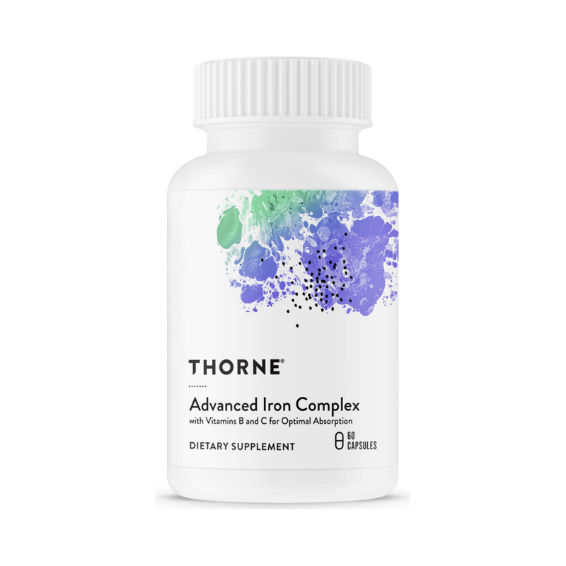 Thorne Advanced Iron Complex 60 capsules bottle, front label (formerly Ferrasorb)