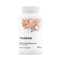 Thorne Milk Thistle Phytosome 90 capsules bottle, front label (formerly Siliphos)
