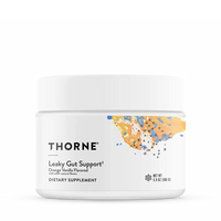 Thorne Leaky Gut Support orange vanilla powder, front of jar